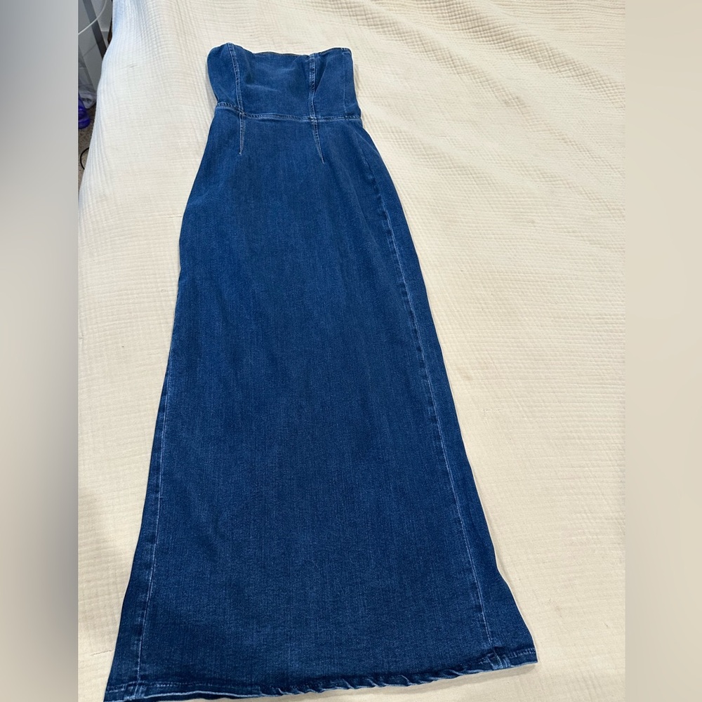 Reformation Eugenia Denim Strapless Dress - Blue - Picture 3 of 9